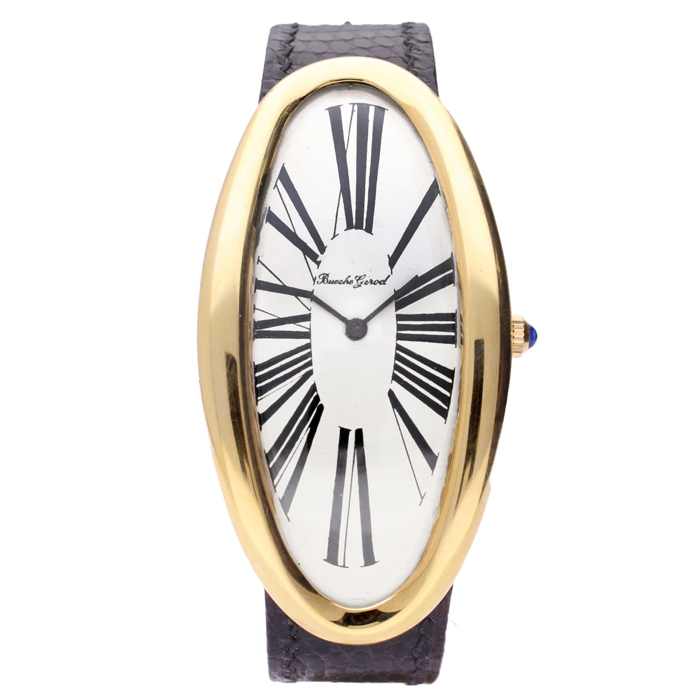 18ct yellow gold Bueche Girod 'Maxi Oval' wristwatch. Made 1970