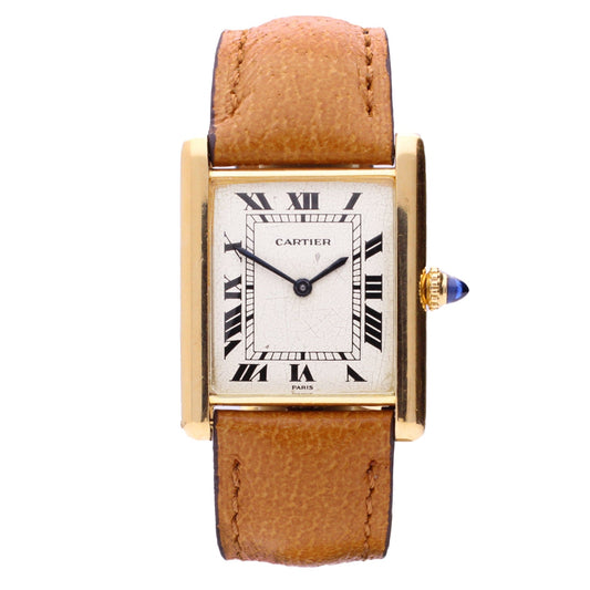 18ct yellow gold Cartier Tank wristwatch (UK Import mark). Made 1976