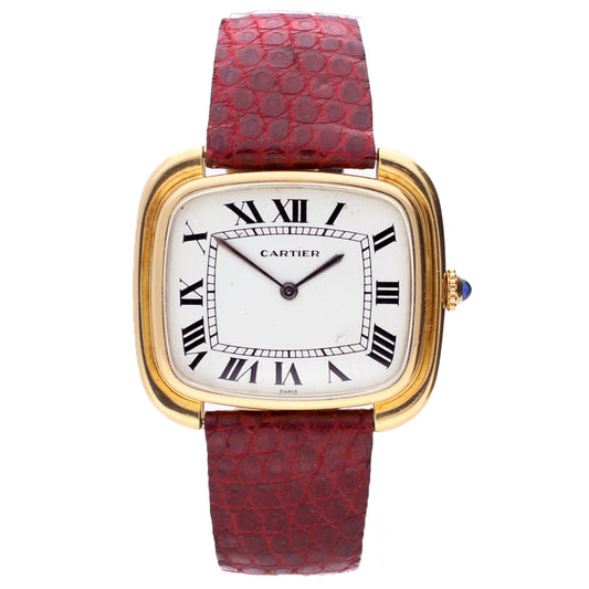 18ct yellow gold Cartier, 'Jumbo' square wristwatch. Made 1970