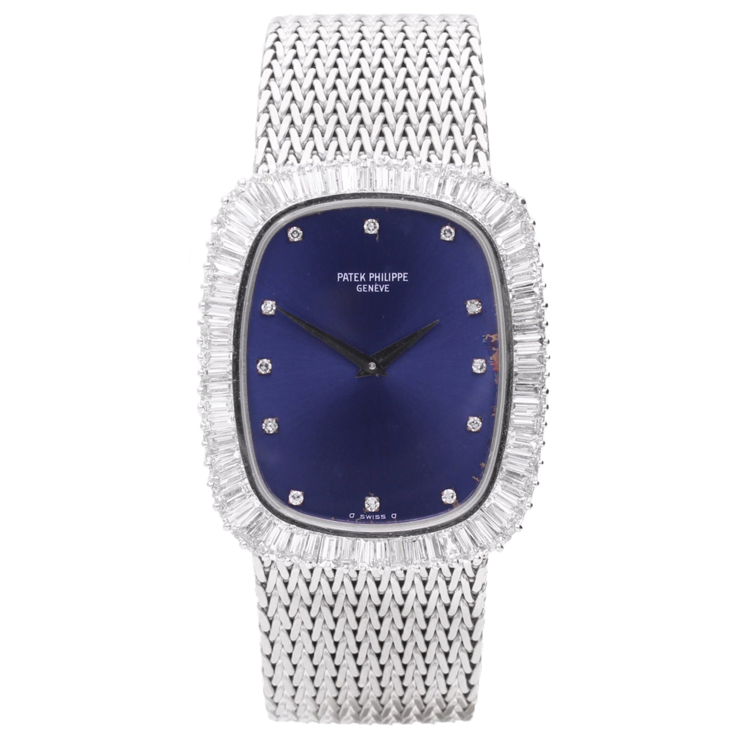 18ct white gold Patek Philippe ref. 3620/1 Ellipse wristwatch with diamond bezel. Made 1972