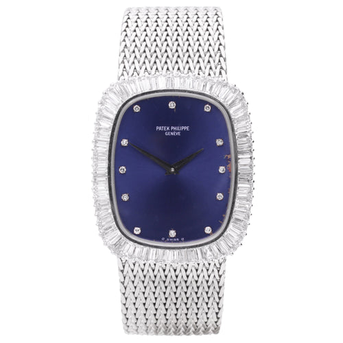 18ct white gold Patek Philippe ref. 3620/1 Ellipse wristwatch with diamond bezel. Made 1972