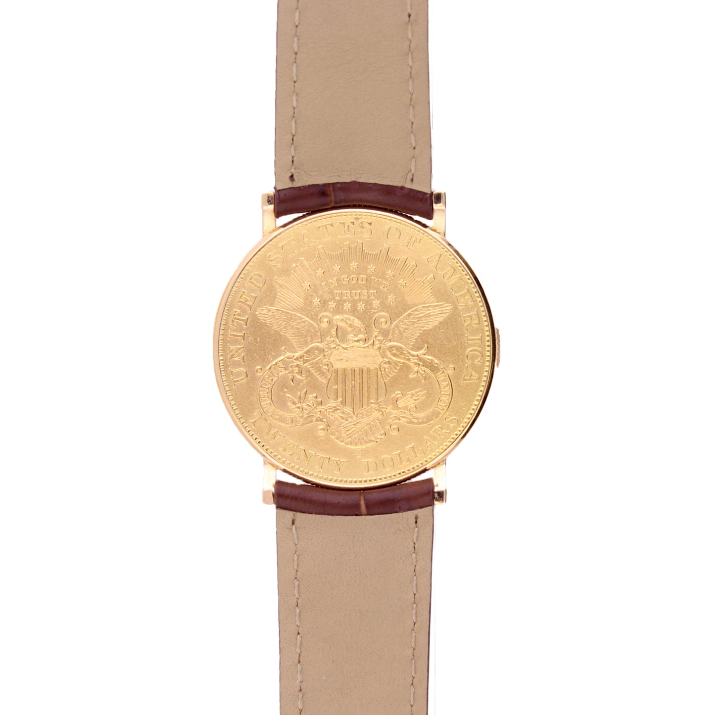 18ct yellow gold Piaget USD $20 coin wristwatch. Made 1995