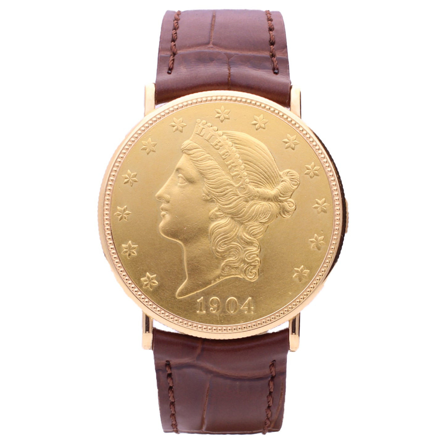 18ct yellow gold Piaget USD $20 coin wristwatch. Made 1995