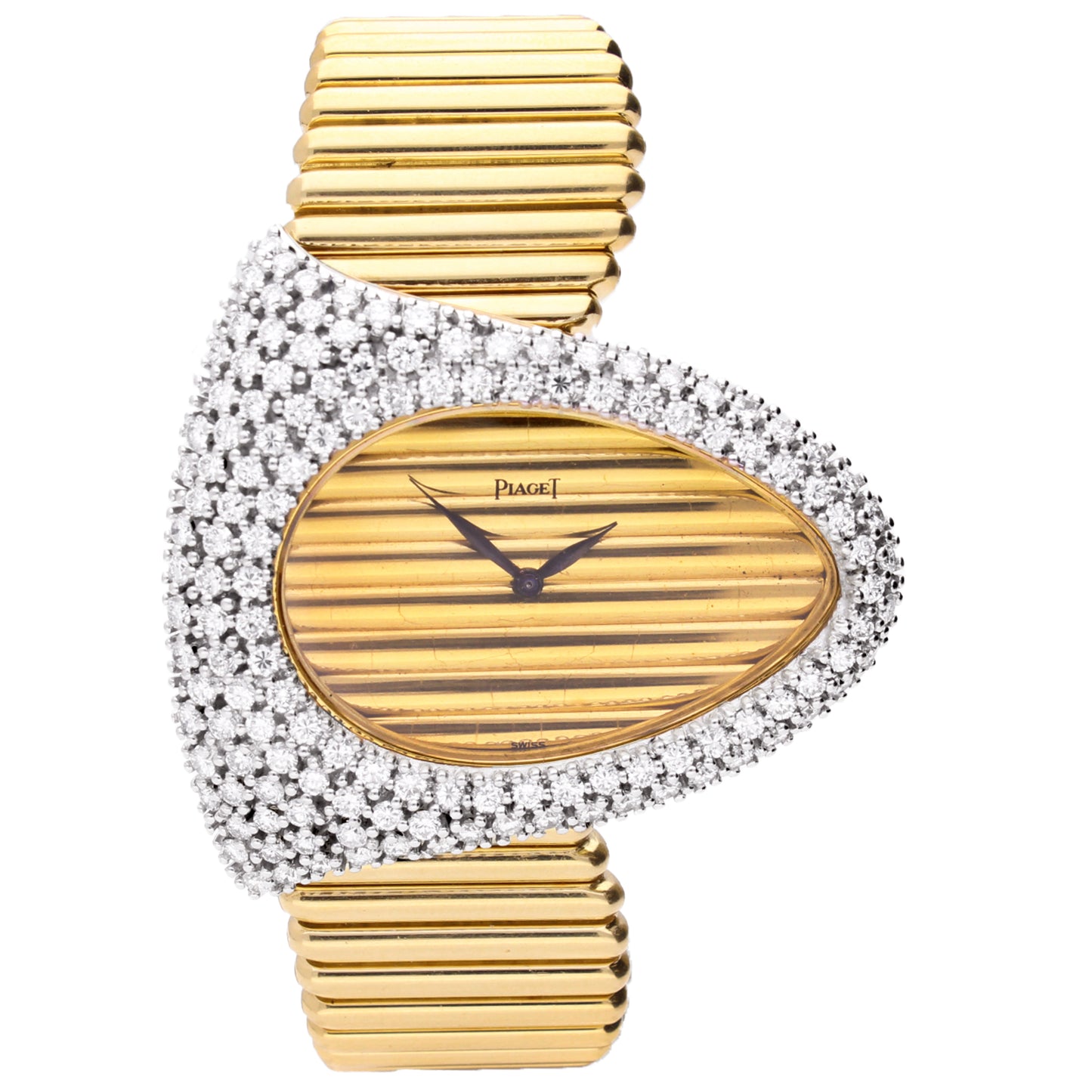 18ct yellow gold Piaget ref. 98481 diamond set bracelet watch. Made 1974