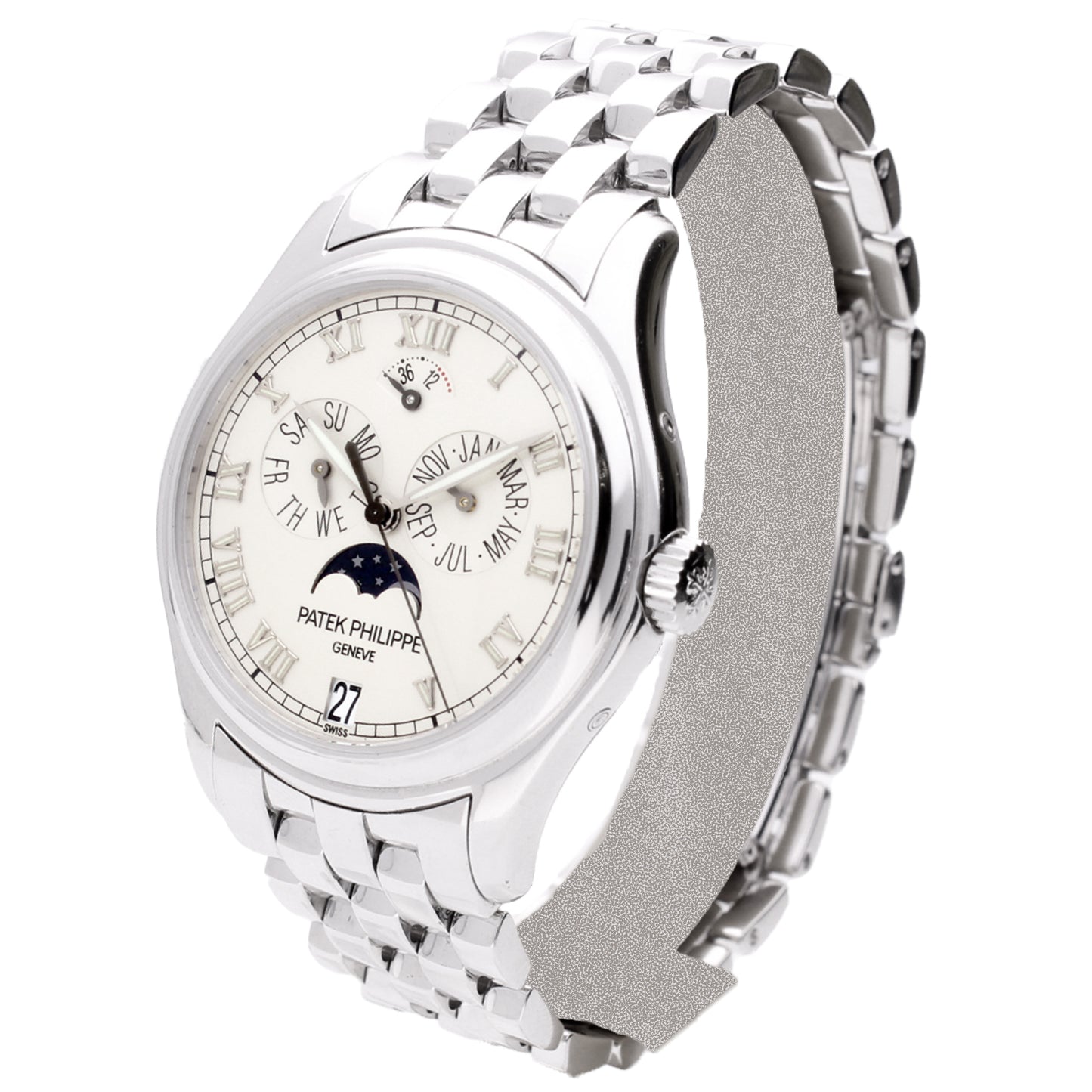 18ct white gold Patek Philippe ref. 5036/1G Annual Calendar wristwatch with ceramic dial. Made 2002