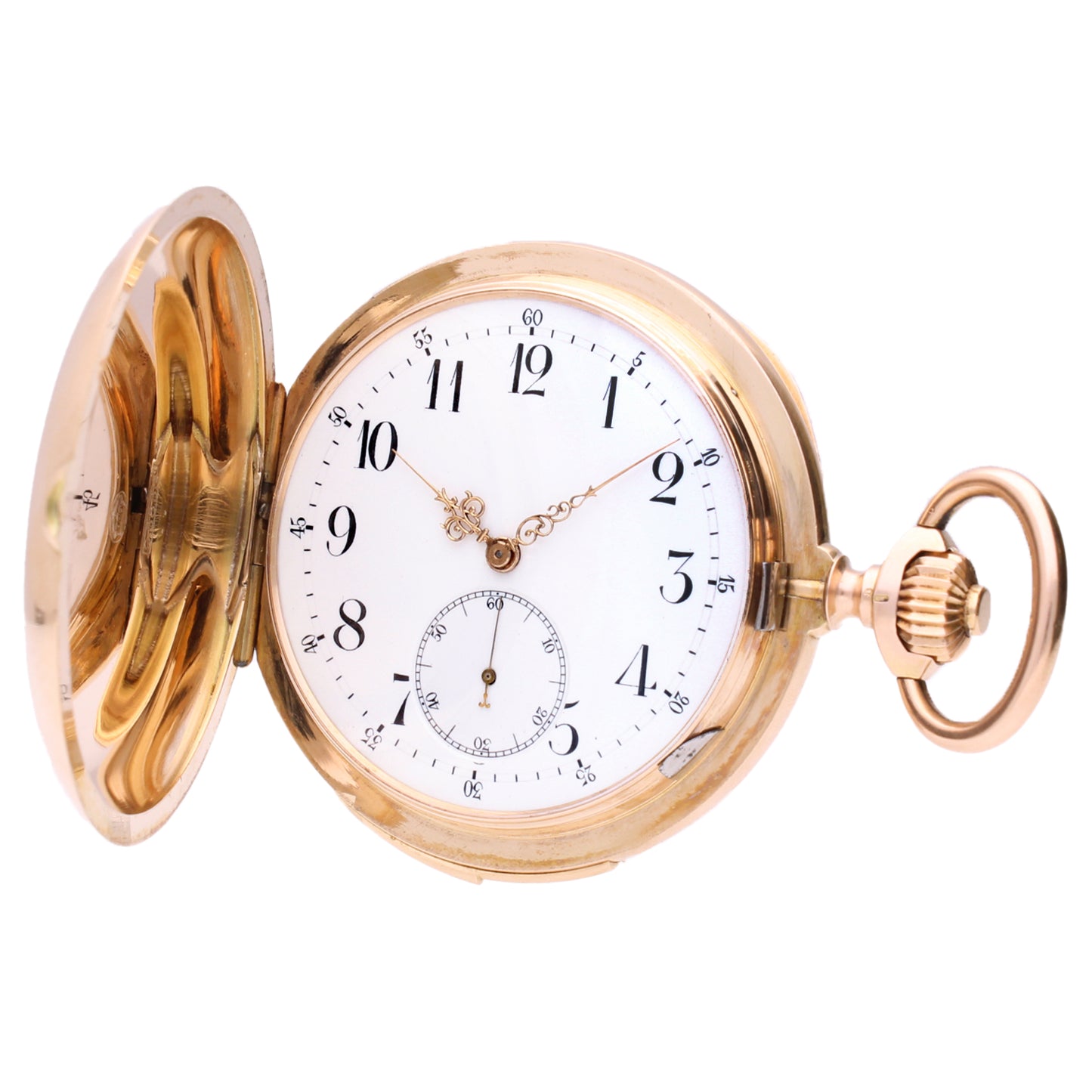 18ct rose gold Swiss minute repeating hunter cased pocketwatch. Made 1890