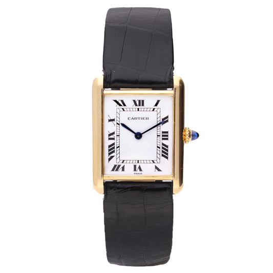 18ct yellow gold Cartier ref. 78086 Tank LC wristwatch. Made 1974