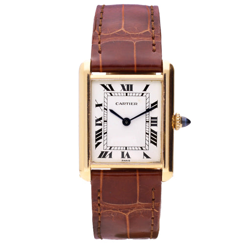 18ct yellow gold Cartier ref. 78086 Tank LC wristwatch. Made 1977