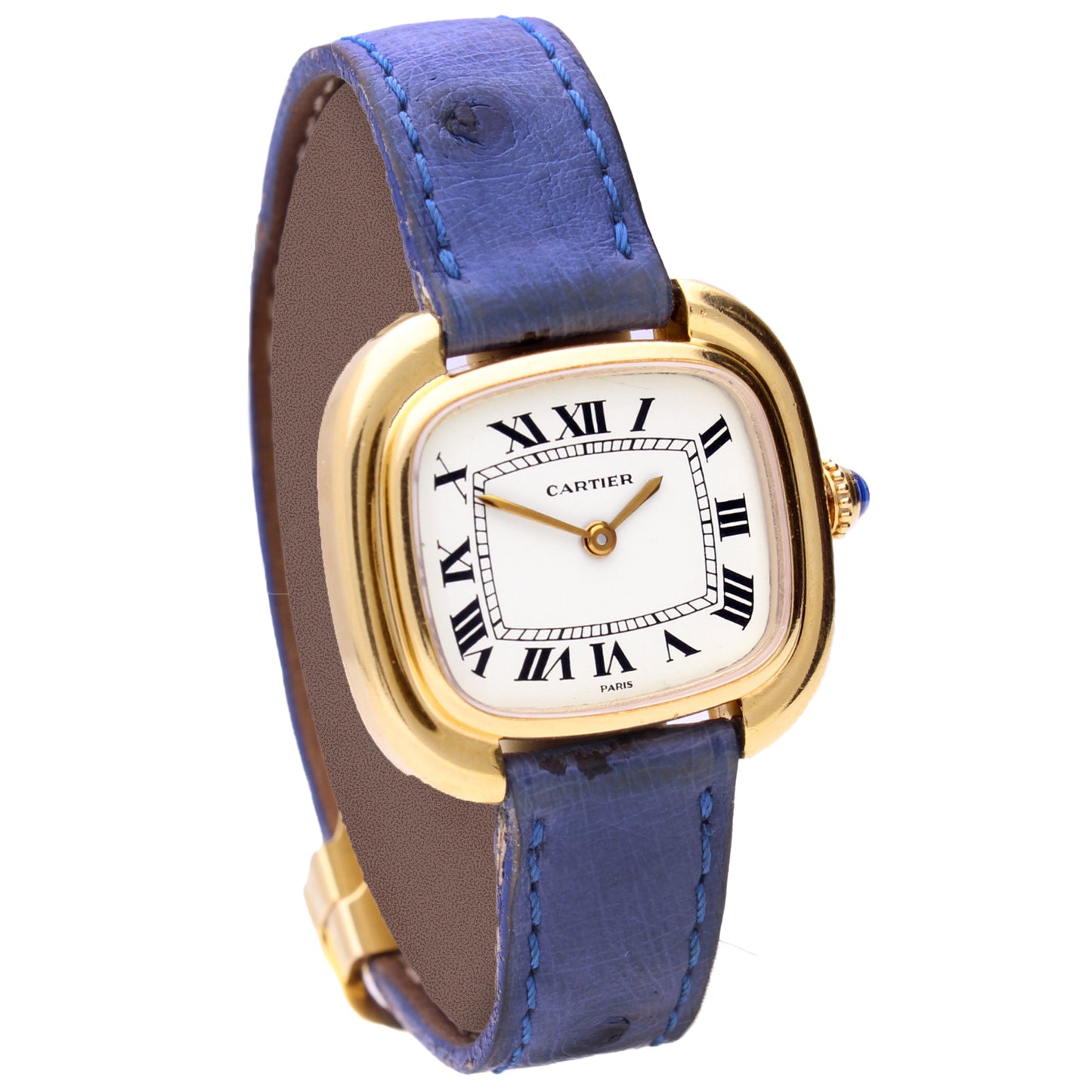 18ct yellow gold Cartier ref. 78085 'Gondole' square wristwatch. Made 1970