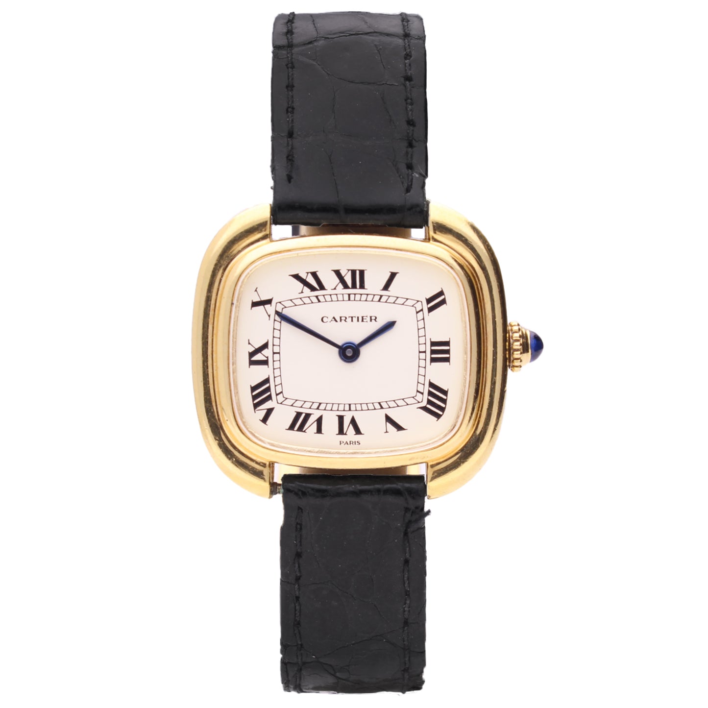 18ct yellow gold Cartier 'Gondole' square wristwatch. Made 1970