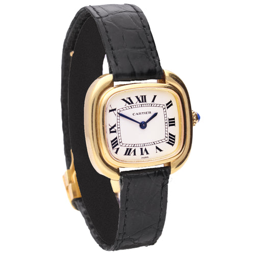 18ct yellow gold Cartier 'Gondole' square wristwatch. Made 1970