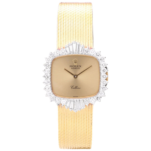 18ct yellow gold Rolex ref. 7082 Cellini 'cushion case' bracelet watch. Made 1970