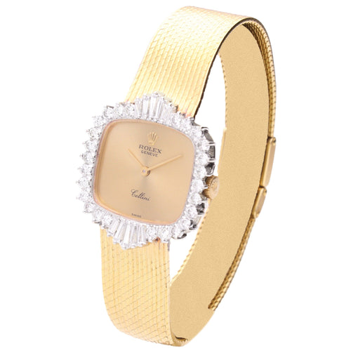 18ct yellow gold Rolex ref. 7082 Cellini 'cushion case' bracelet watch. Made 1970