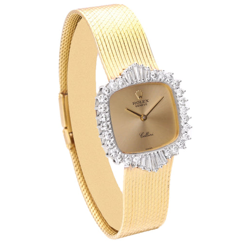 18ct yellow gold Rolex ref. 7082 Cellini 'cushion case' bracelet watch. Made 1970