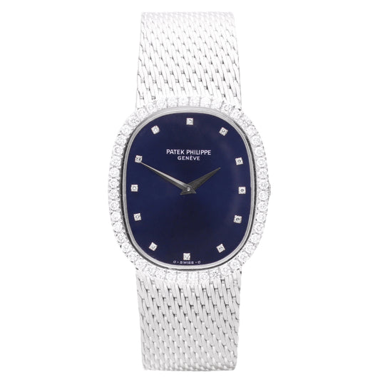 18ct white gold Patek Philippe ref. 3748 Ellipse bracelet watch. Made 1977