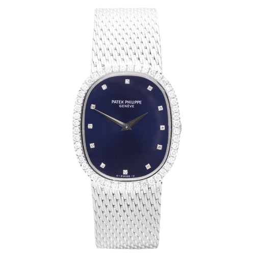 18ct white gold Patek Philippe ref. 3748 Ellipse bracelet watch. Made 1977