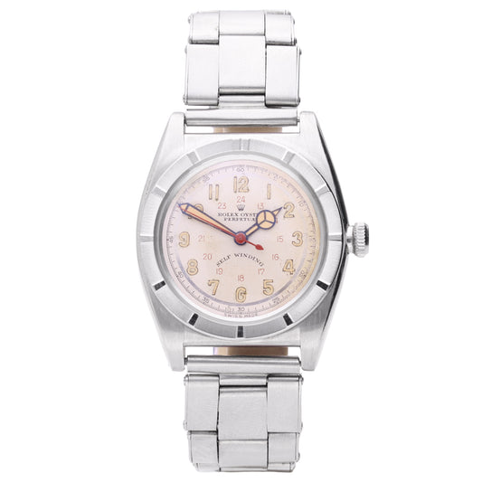 Stainless steel Rolex ref. 2940 Bubbleback Oyster Perpetual bracelet watch. Made 1940