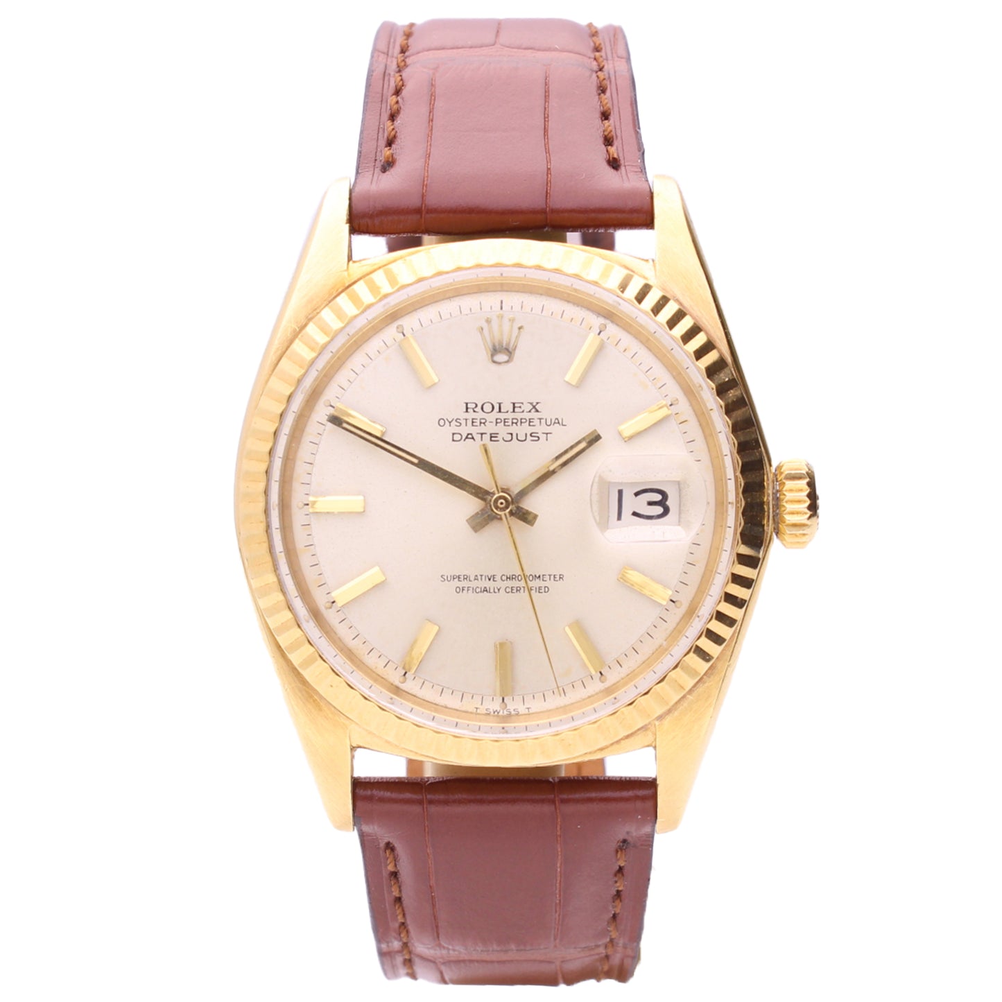 18ct yellow gold Rolex ref. 1601 Datejust Oyster Perpetual wristwatch with date. Made 1969