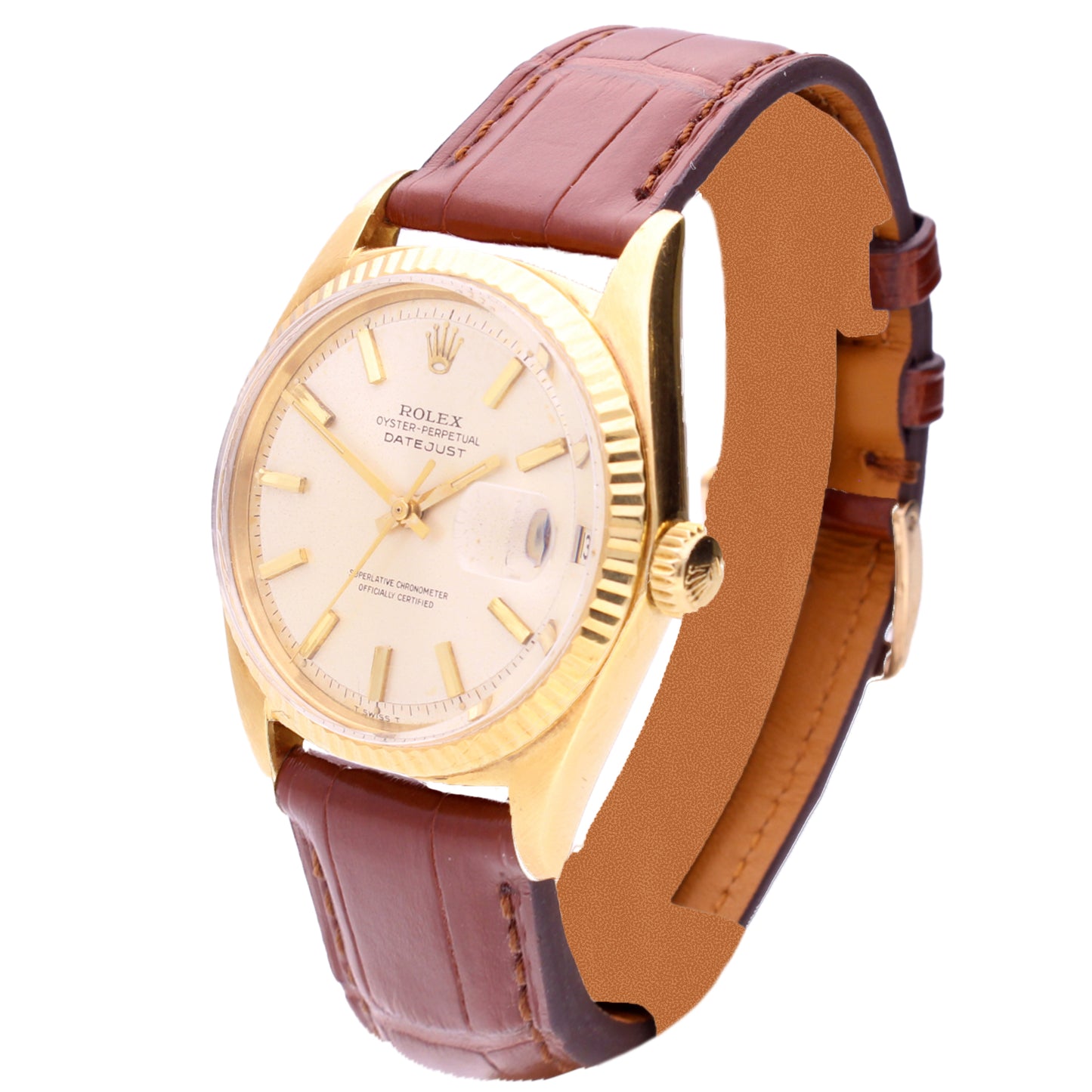 18ct yellow gold Rolex ref. 1601 Datejust Oyster Perpetual wristwatch with date. Made 1969
