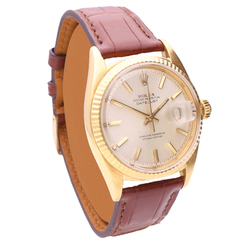 18ct yellow gold Rolex ref. 1601 Datejust Oyster Perpetual wristwatch with date. Made 1969