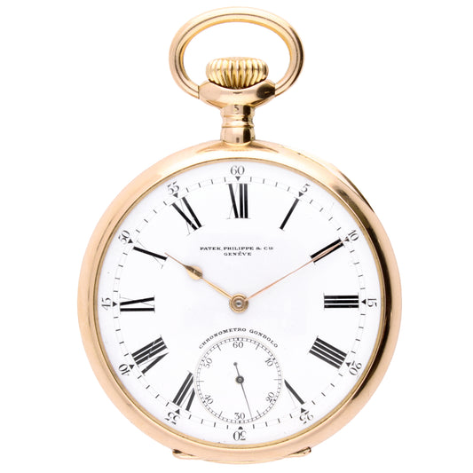 18ct yellow gold Patek Philippe Gondolo open face pocketwatch.