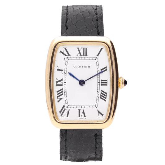 18ct yellow gold Cartier Square 'Incurvée' wristwatch. Made 1970