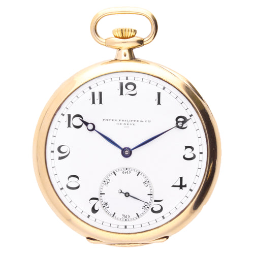 18ct yellow gold Patek Philippe open face pocket watch.