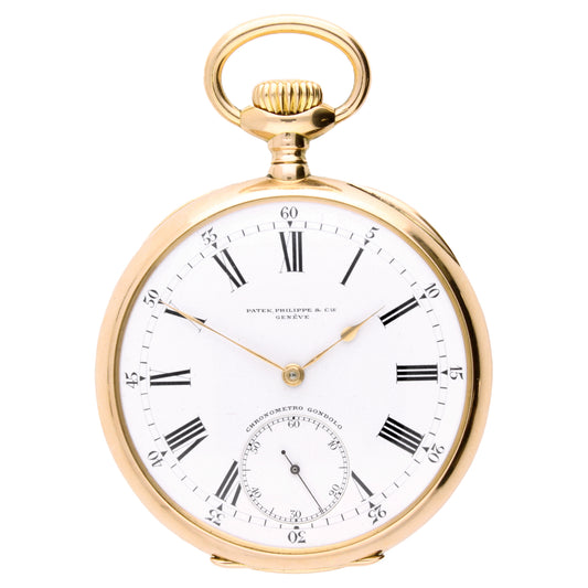 18ct yellow gold Patek Philippe open face 'Gondolo' pocketwatch.
