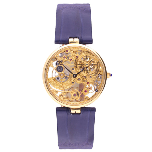 18ct yellow gold Patek Philippe ref. 3878 Squelette automatic wristwatch. Made 1991