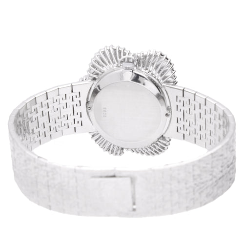 18ct white gold Piaget ref. 9802 bracelet watch with enamel & pavé diamond dial. Made 1977