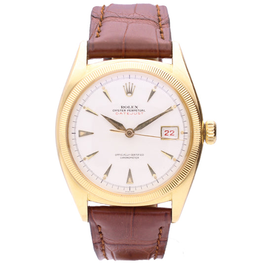 18ct yellow gold Rolex ref. 6105 Datejust Oyster Perpetual wristwatch with date. Made 1952