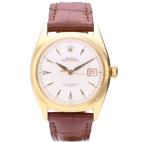 18ct yellow gold Rolex ref. 6105 Datejust Oyster Perpetual wristwatch with date. Made 1952