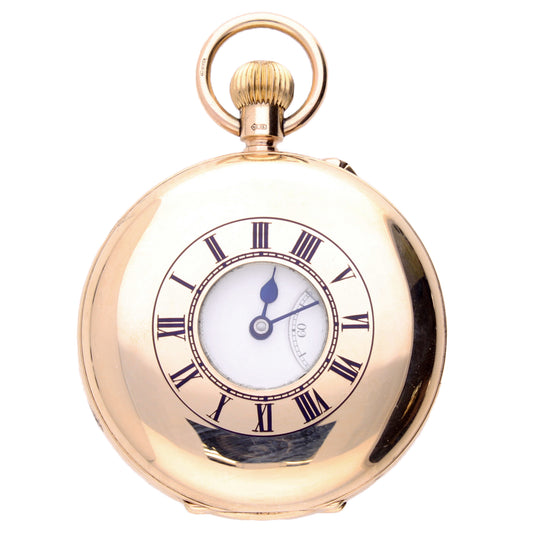 9ct yellow gold J.W. Benson half hunter pocketwatch. Made 1931