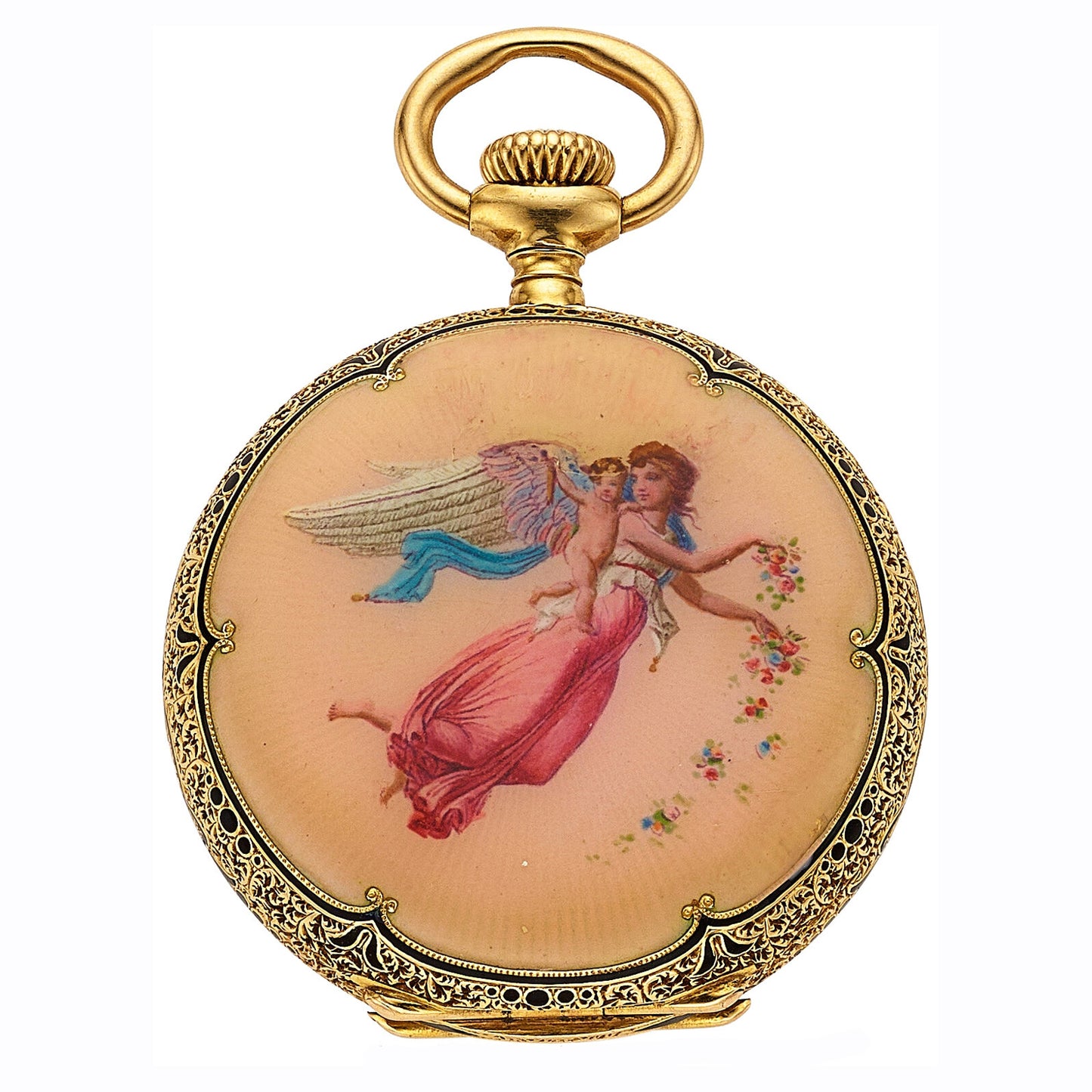 18ct yellow gold Patek Philippe enamel set fob watch. Made 1897