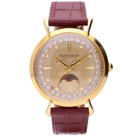 18ct yellow gold Jaeger-LeCoultre Triple Date Moonphase calendar wristwatch. Made 1946