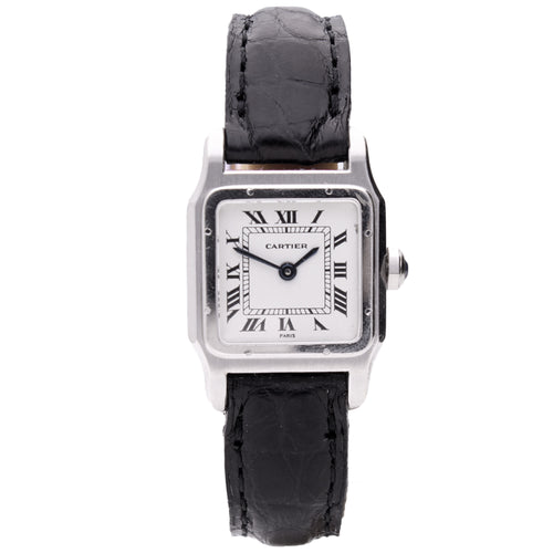 18ct white  gold Cartier Santos Dumont wristwatch. Made 1975
