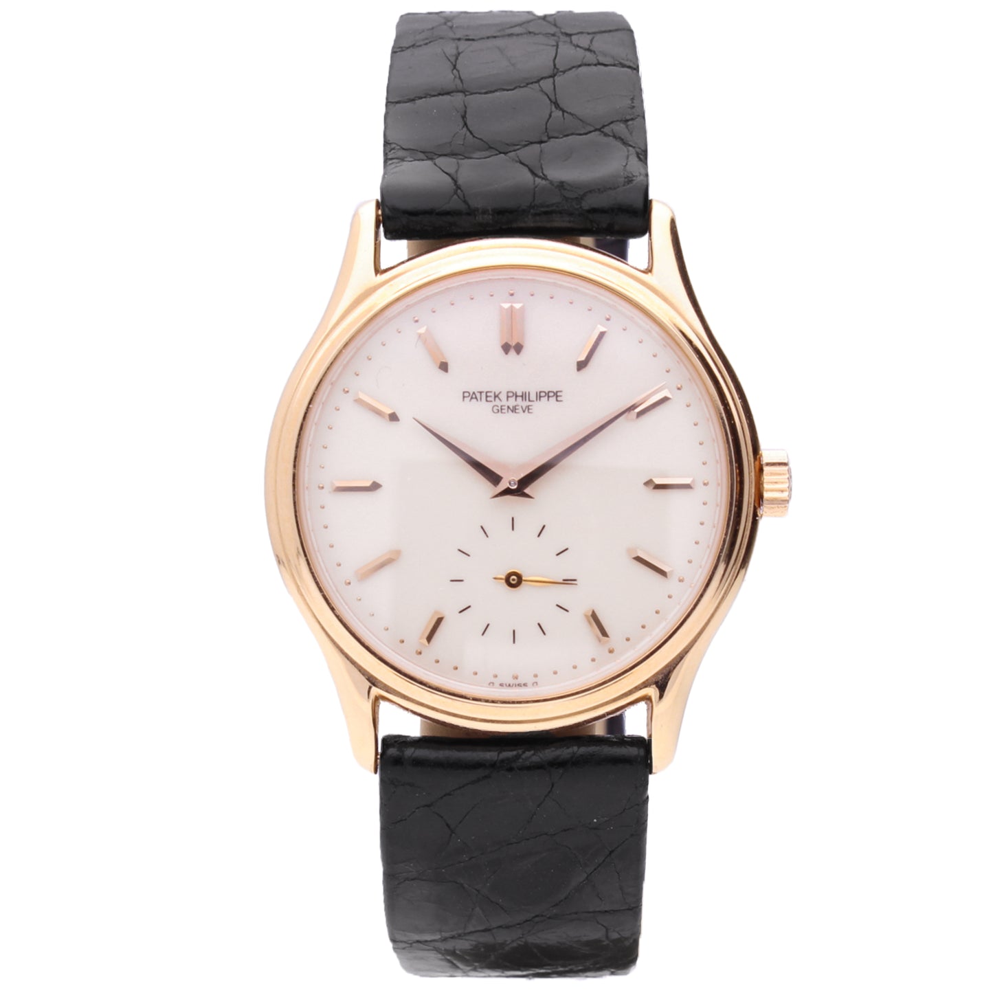 18ct rose gold Patek Philippe ref. 3923 Calatrava wristwatch. Made 1989