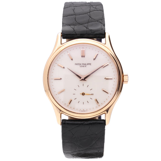 18ct rose gold Patek Philippe ref. 3923 Calatrava wristwatch. Made 1989