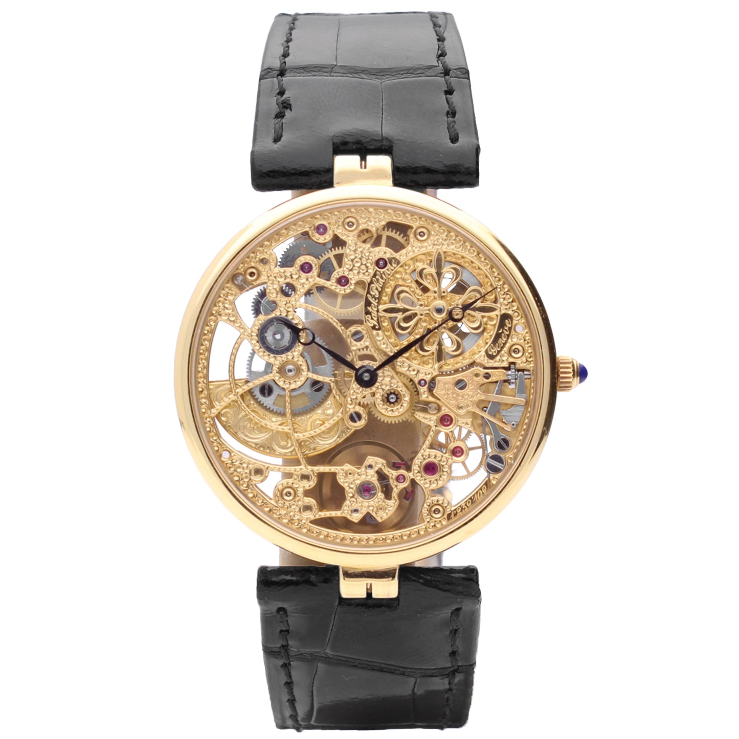 18ct yellow gold Patek Phillippe ref. 3878 Squellette automatic wristwatch. Made 1991