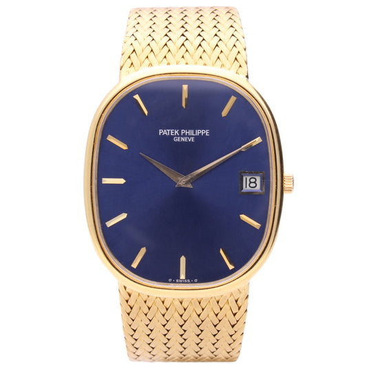 18ct yellow gold Patek Philippe ref. 3605/1 Ellipse automatic bracelet watch. Made 1978