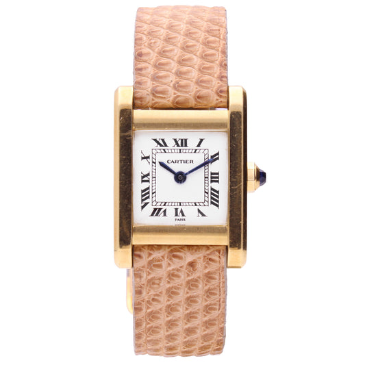 18ct yellow gold Cartier Tank 'Normale' wristwatch. Made 1985