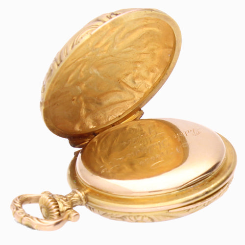 18ct yellow gold Patek Philippe Open face pocket watch with scene of 