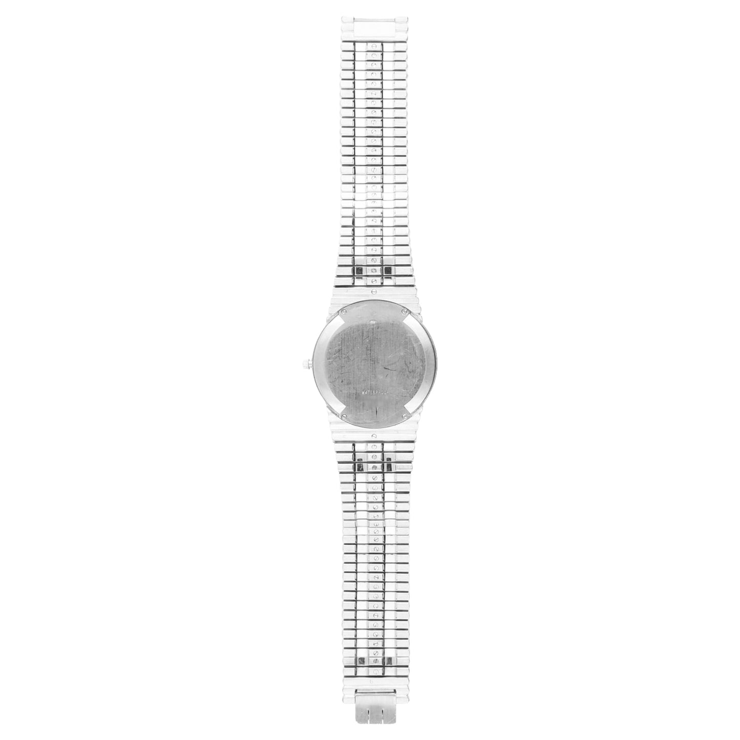 18ct white gold Piaget automatic bracelet watch with hawk eye and pavé diamond set dial. Made 1976