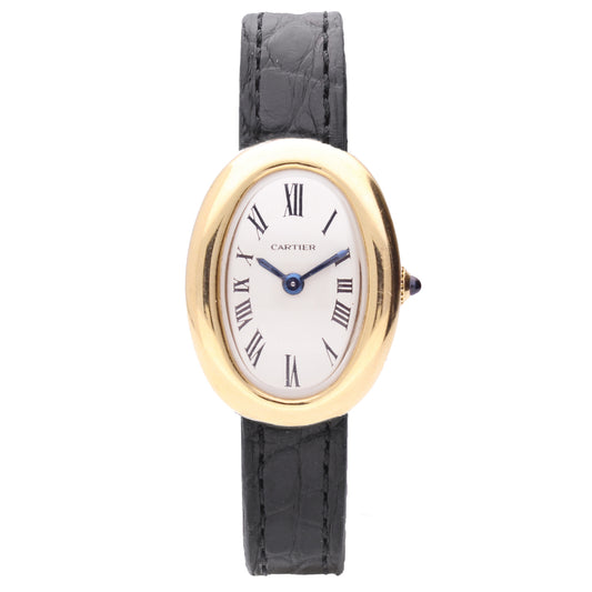 18ct yellow gold Cartier Baignoire wristwatch. Made 1960