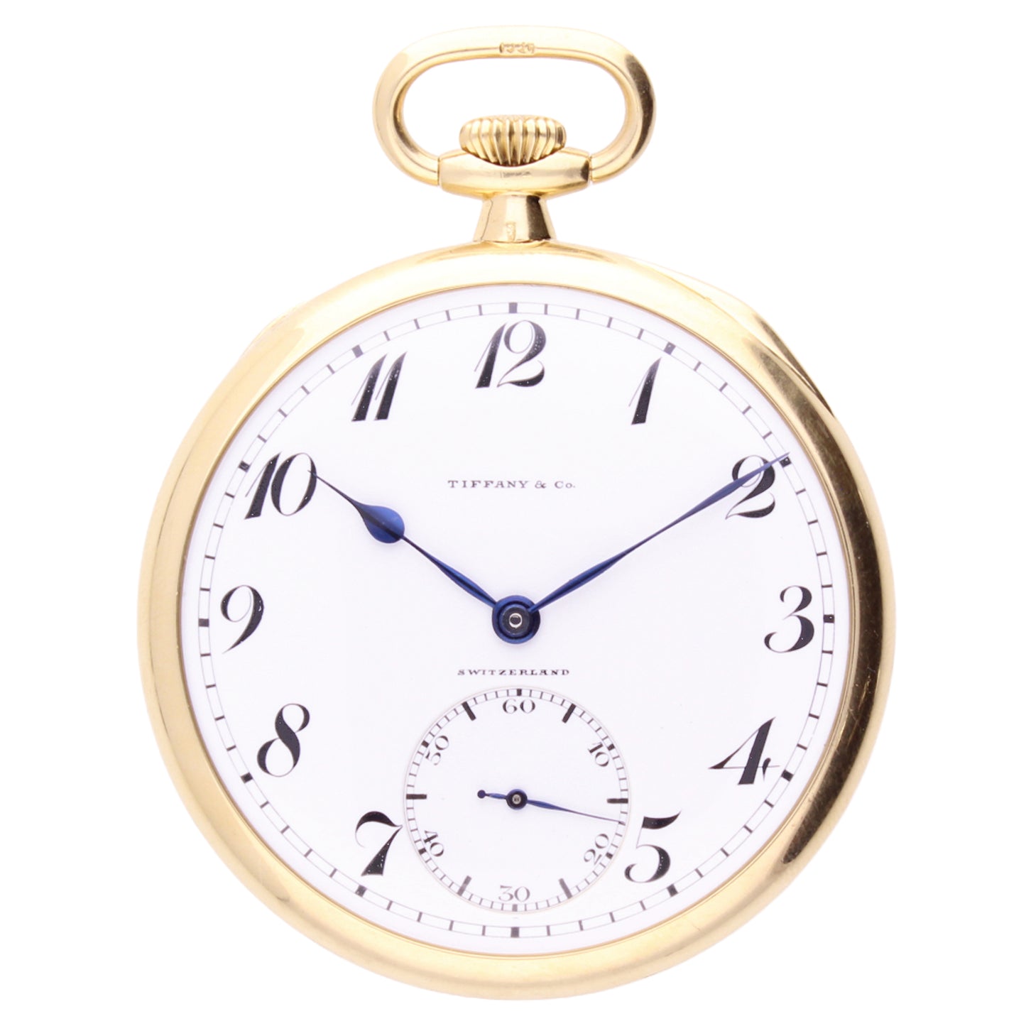 18ct yellow gold Patek Philippe Open face pocket watch, retailed by TIFFANY. Made 1921