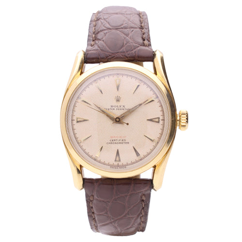 18ct yellow gold Rolex Oyster Perpetual wristwatch. Made 1963