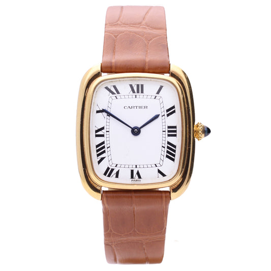 18ct yellow gold Cartier Gondole automatic wristwatch. Made 1970