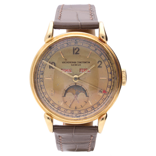 18ct rose gold Vacheron & Constantin Triple Date Moonphase calendar wristwatch. Made 1940