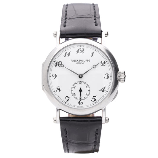 18ct white gold Patek Philippe 'Officers' wristwatch - Commemorating 150th Anniversary of Patek Philippe, Limited Edition of 150 pieces. Made 1989