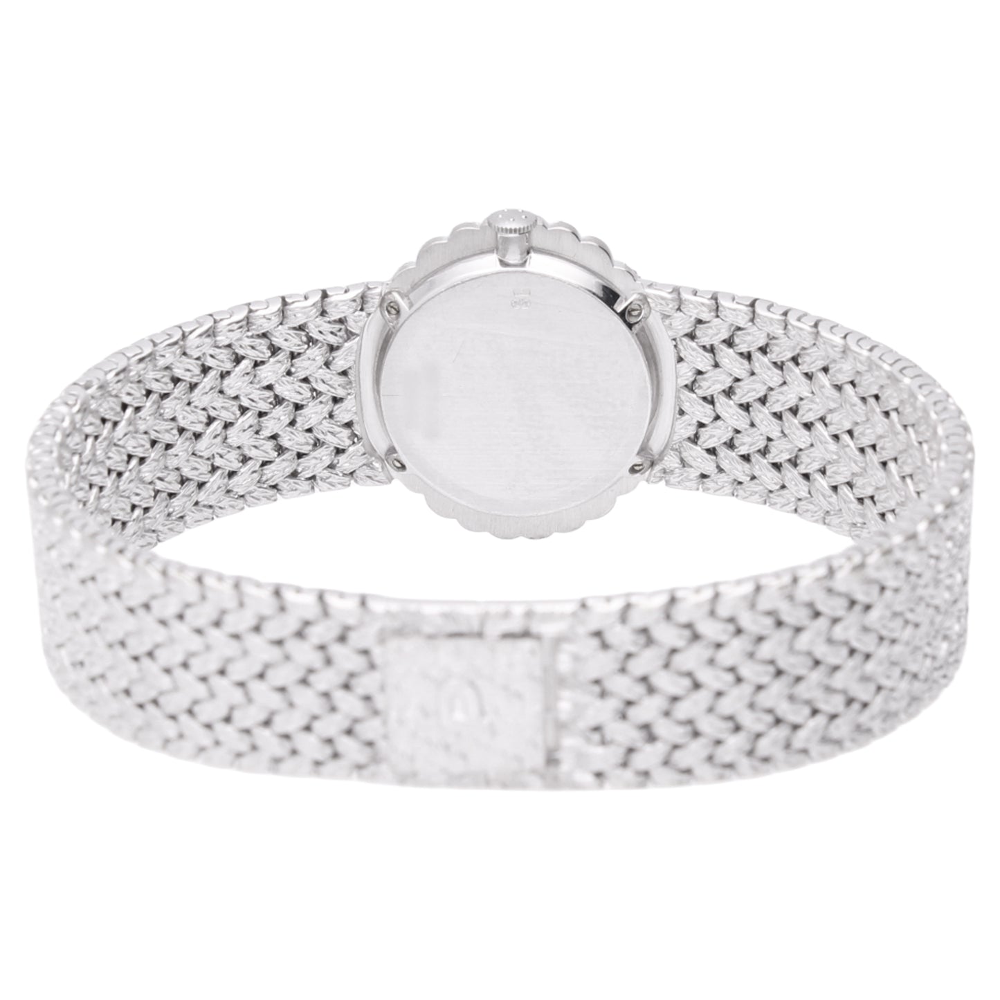 18ct white gold Piaget bracelet watch ref. 98175 with turquoise/pavé diamond set dial and diamond set bezel. Made 1970